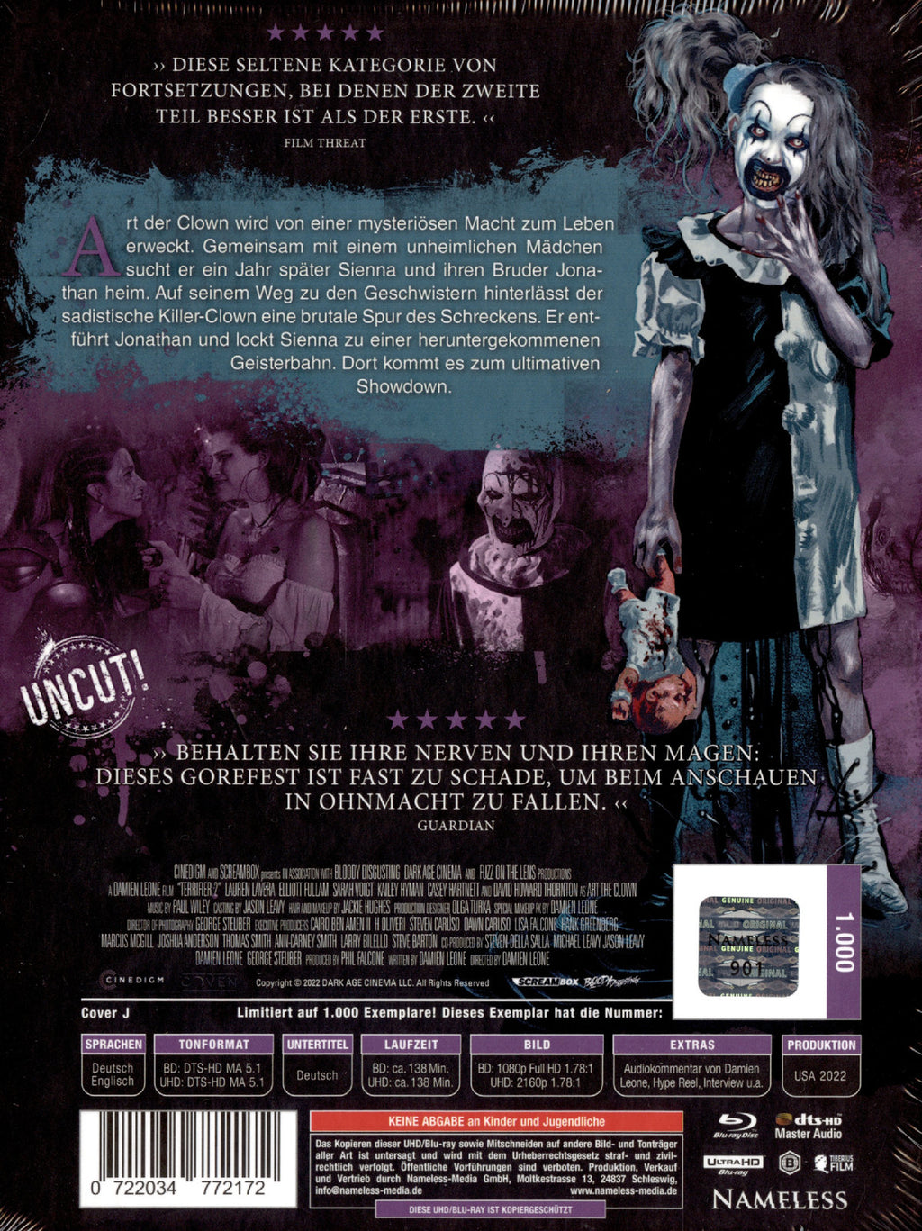 Terrifier 2 - Mediabook - Cover J - Nameless - Lim. 1000