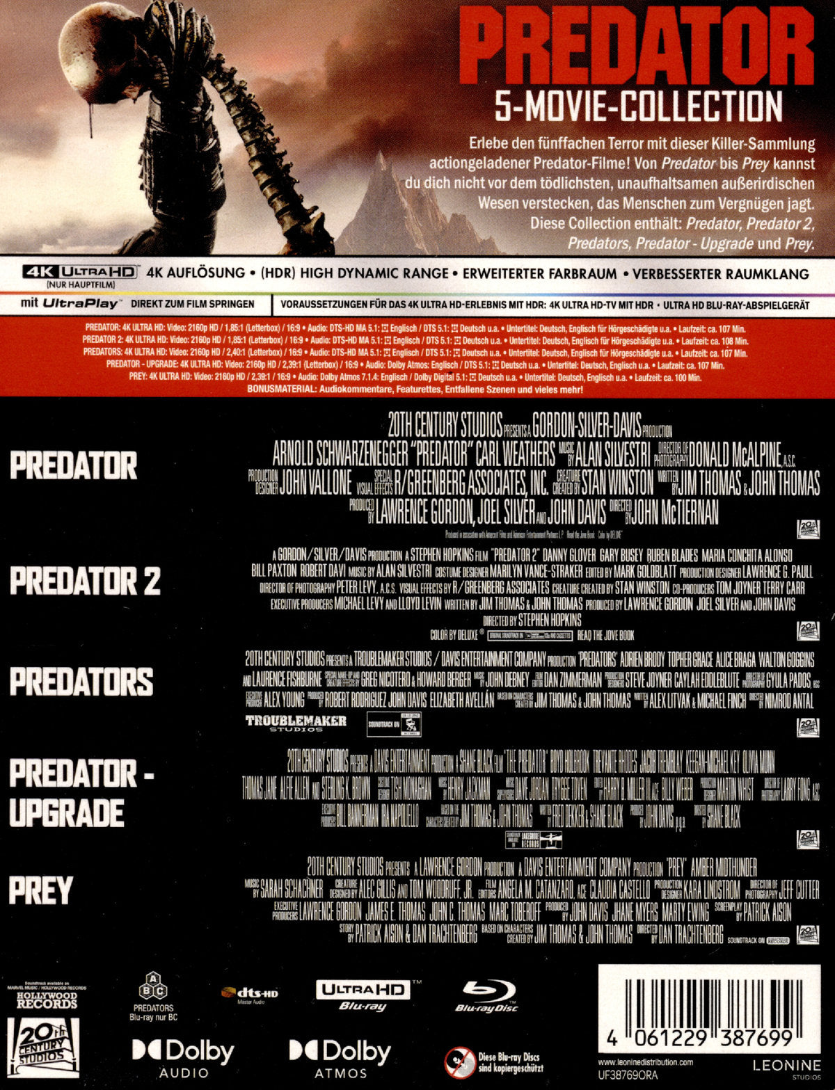 Predator 5-Movie-Collection (4K UHD) (10Discs)