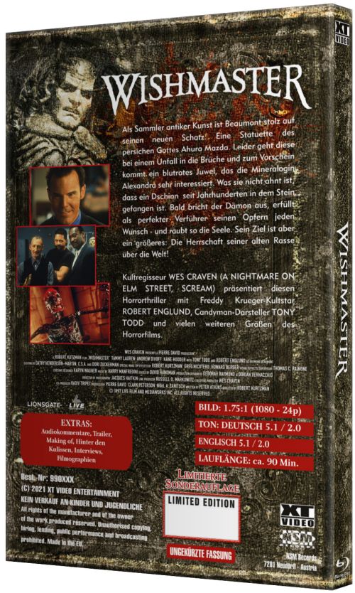 Wishmaster I Uncut Hartbox - XT Video -Lim. 55