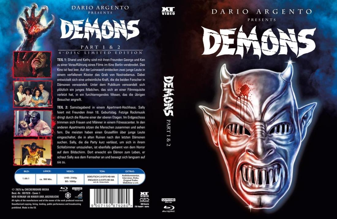 Dämonen 1 & 2 Double Feature Uncut (4K UHD) I 4-Disc Limited Edition Mediabook (Cover 1 wattiert) - ohne Limitierungsnummer