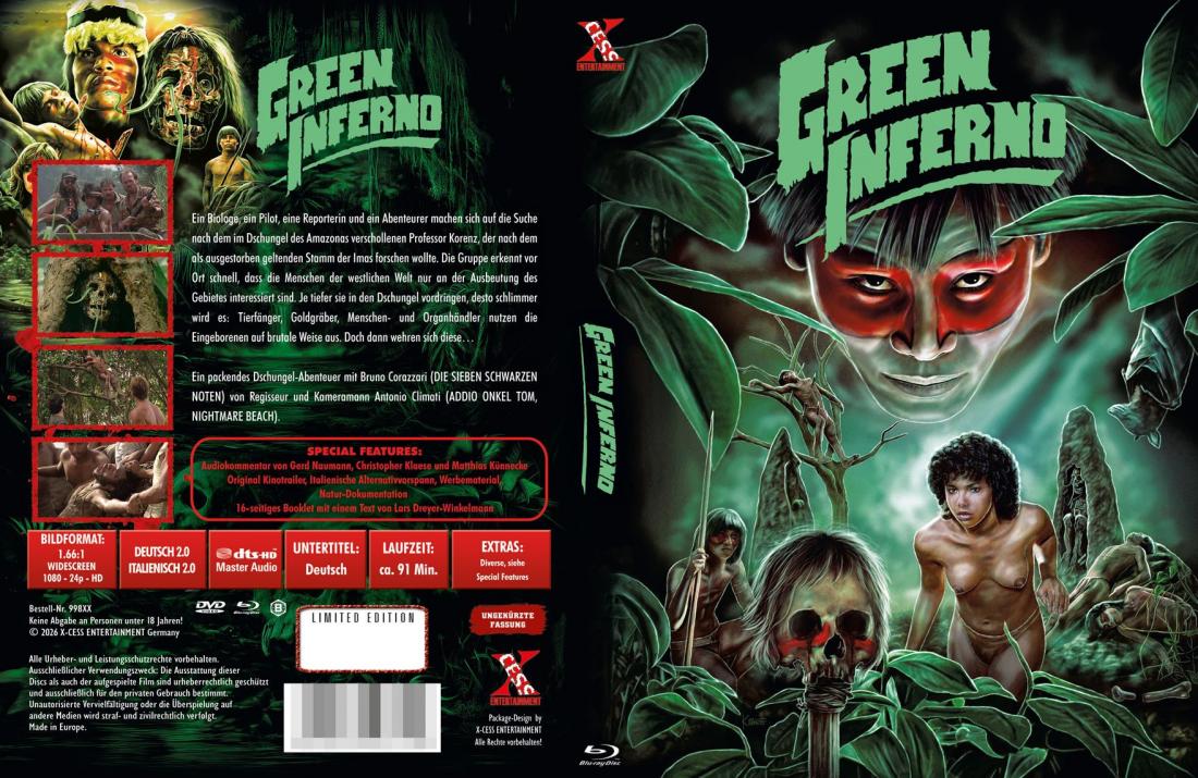 Green Inferno - Cannibal Holocaust 2 + Bonusfilm ( Indiziert )  I 2 - Disc Mediabook (wattiert) - limitiert auf 222 Stück - X-cess