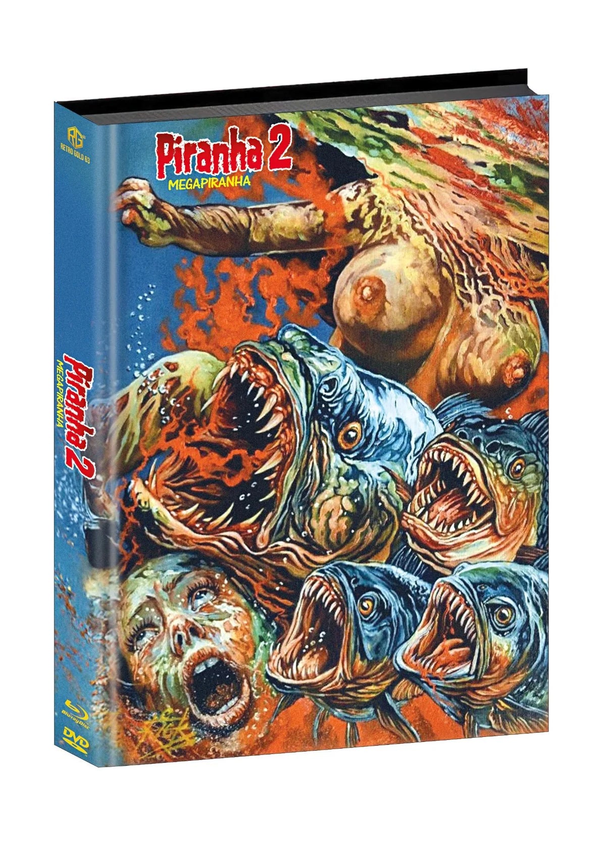 Piranha 2 : Megapiranha I Mediabook - Retro Gold - Cover B - Lim. 111